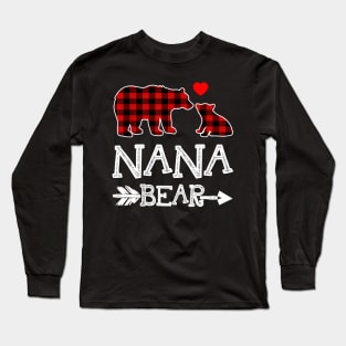 Nana Bear Christmas Pajama Red Plaid Buffalo Gift Shirt Long Sleeve T-Shirt